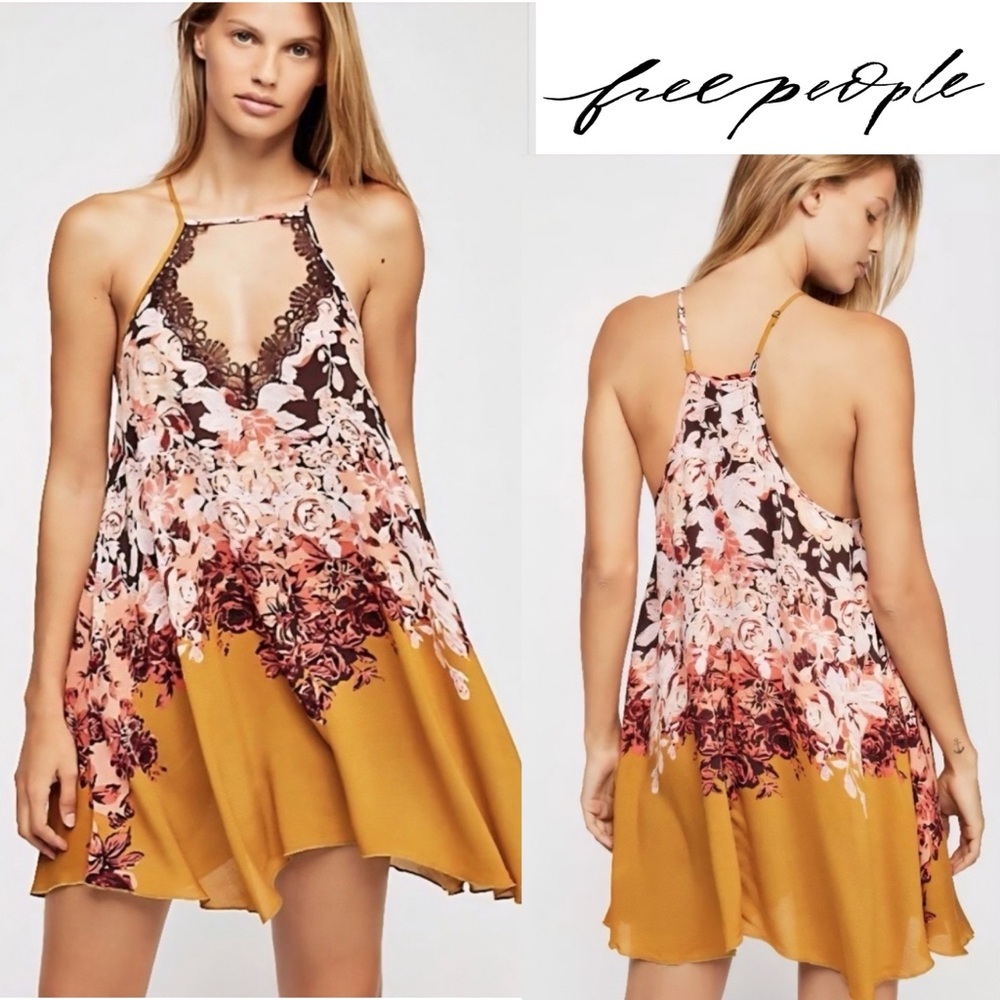 FREE PEOPLE Intimately Haze Trapeze Bohemian Mini Dress S